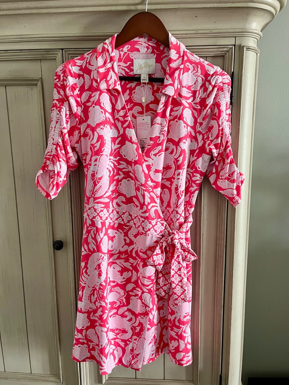 Ibby skirted romper cane coral crab